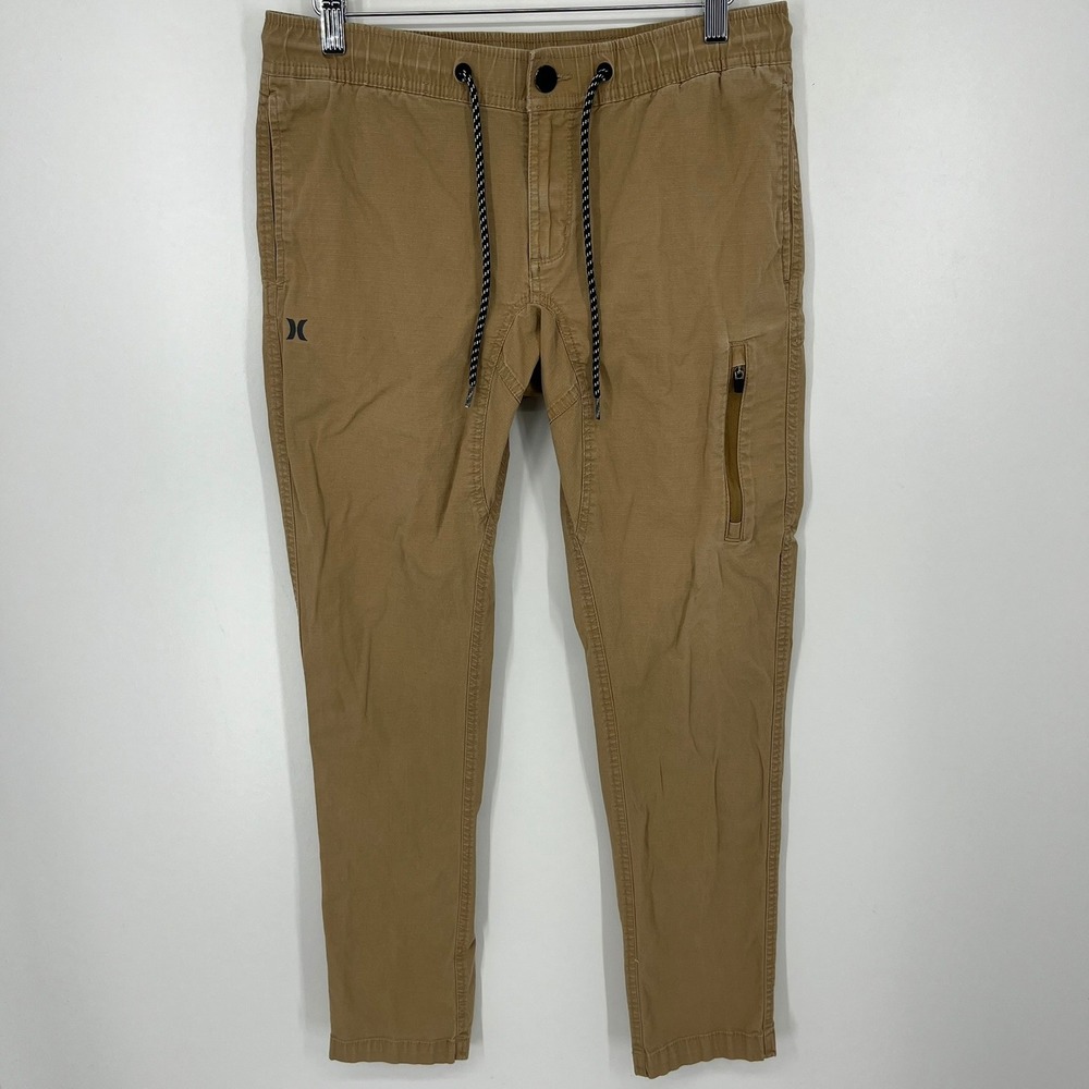 Hurley Mens Tan Jogger Pants Size S Drawstring Utility Ripstop